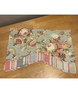 Waverly SPRING BLING Blue Rose Scalloped Tiered over Stripe Valance Rod ... - €21,10 EUR