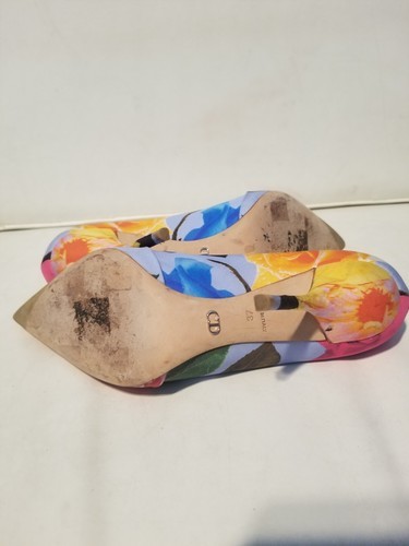 Dior 2014 Rose Stiletto Heel Pump Shoes Multicolored Floral Silk 37 Item image 8