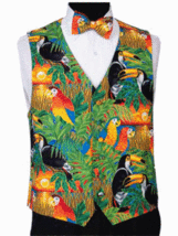 Tropical Bird Paradise Tuxedo Vest and Bow Tie - £107.87 GBP+
