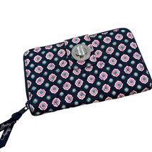 Vera Bradley Turn Lock Wallet Retired Petal Dots Pattern Navy Pink - $14.40