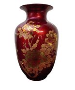 Gold Peony Flower and Metallic Red Vase Height = 8.94 inch - $99.78