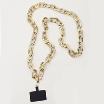Acrylic Chain Link Crossbody Phone Strap Gold Ivory - £19.46 GBP