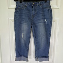 FAITH JEANS Girlfriend Ripped Denim Cuffed CAPRI Skimmer Size 6 Ankle Cr... - $318.49 MXN