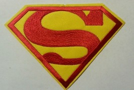 SUPERMAN &quot;S&quot; Patch~4 1/8&quot; x 2 3/4&quot;~Embroidered~DC Comics~Iron Sew~FREE US Mail - £2.94 GBP