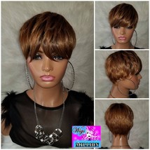 Moneice&#39;&#39; Short Pixie Cut Synthetic Heat Resistant Wig, Glueless Wig, Full Cap H - $58.00