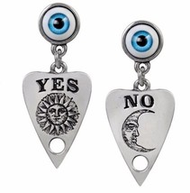 Ouija Planchette Pointer Blue Eyeball Earrings Sun Moon Alchemy Gothic E... - $37.95