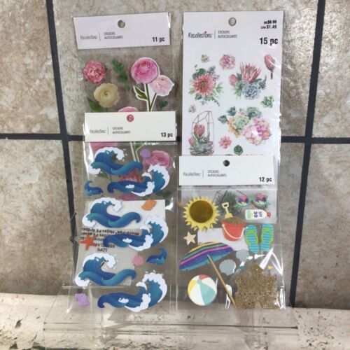 Recollections Scrapbooking Sticker Lot Autocollants Roses Succulents Beach Waves - $7.91