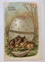 Easter Greeting Easter Bunny Rabbits And Easter Egg Postcard - £23.59 GBP