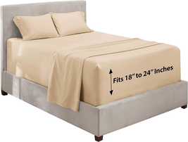 Extra Deep Pocket 4-Piece Bed Sheets Set - Super Deep Fitted Sh - $80.87 CAD