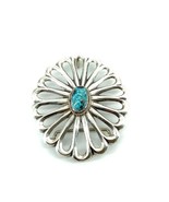 Vintage Southwestern Sandcast Repousse Sterling Oval Stone Turquoise Bel... - $7,330.54 MXN