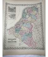 Holland and Belgium, No 10, Antique Atlas Map 1855 Colton World Maps + - €47,29 EUR