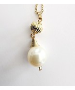 Vintage Necklace Faux Pearl Gold Tone Costume Handmade Jewelry B67 Maine - $27.41 CAD