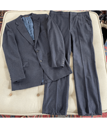 Vintage Lebow Argyle Shop 100% Wool Suit 40 34R Blue Stripe Business Int... - $61.20