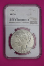 1934 P AU 58 Liberty Peace Silver Dollar Philadelphia NGC Graded Certified 1137 - $134.96