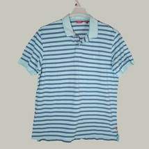 Izod Polo Shirt Mens Large Blue Striped Short Sleeve - £10.21 GBP