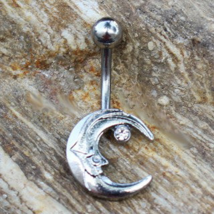 316L Stainless Steel Moon and Star Navel Ring - £14.43 GBP