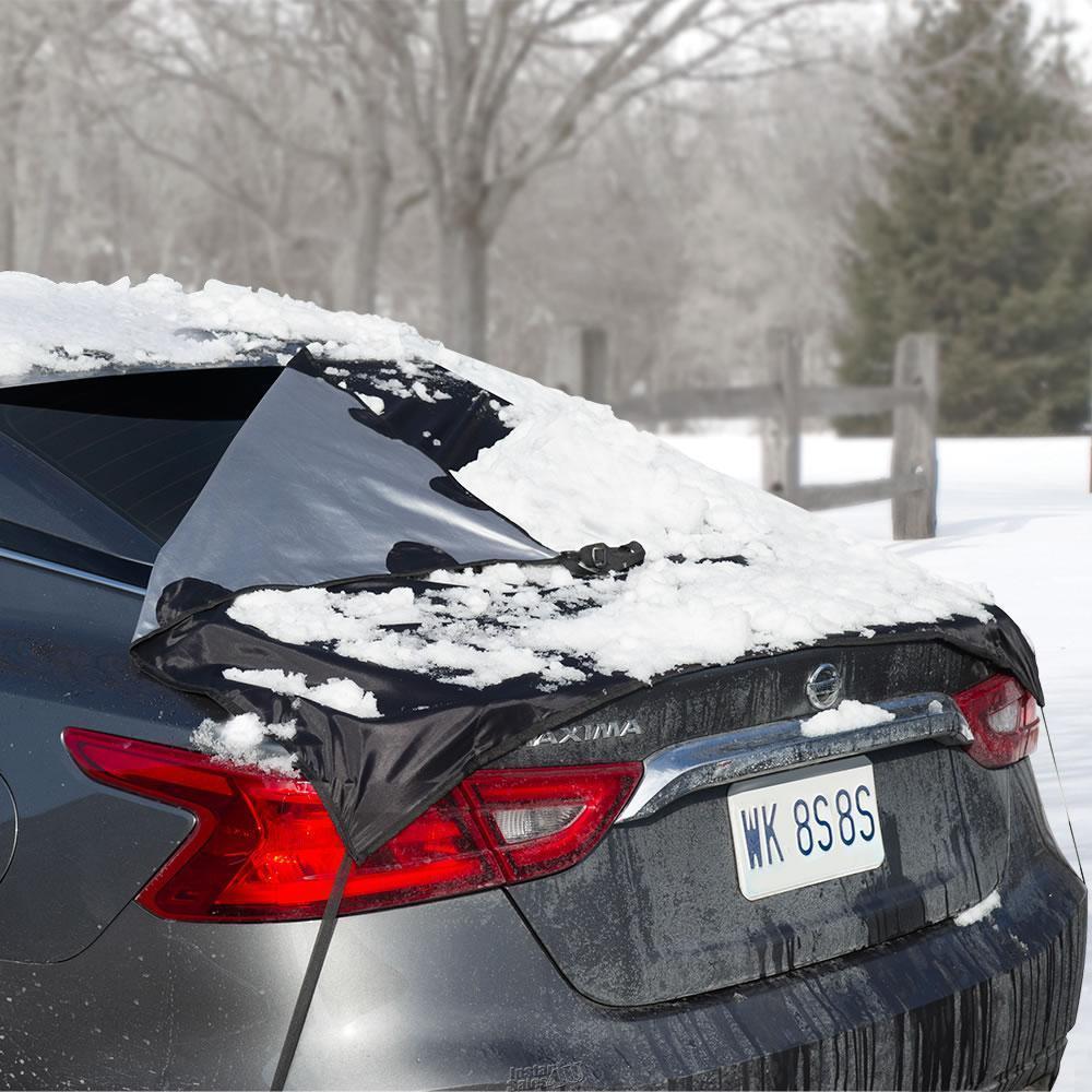 REAR CAR WINDOW Protection SNOW Frost Ice TARP QUICK REMOVAL BLACK - $14.24
