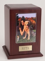 Large 240 Cubic Ins Walnut Pet Tower Photo Urn for Ashes w/Engravable Nameplate - £160.73 GBP