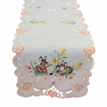 Tabletops Easter Bunnies Decorative Table Runner 16 x 72 Embroidered White - $34.95