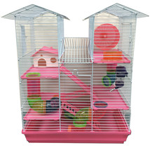Pink Large 5-Levels Twin Towers Hamster Degu Habitat Cage Gerbil Mouse Mice - £72.81 GBP