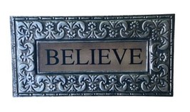 Midwest CBK Wall Decor Embossed Believe Tin Sign 18 by 9.5  inches NWT - £15.99 GBP