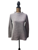 Loft Women Size M Boucle Mock Neck Top Sweater Gray Long Sleeves - $19.80