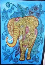 Traditional Jaipur Hand Painted Elephants Poster, Indian Wall Decor, Hippie Tape - £14.17 GBP