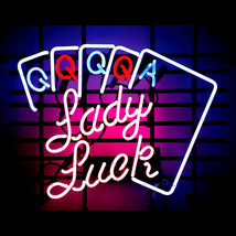 New Lady Luck Poker Decor Room Poster Bar Beer Neon Sign 24&quot;x20&quot;  - £199.24 GBP