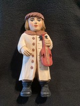 VTG 8 Inch Collectible Hand carved wood boy Violin Created in Europe Christmas - £28.03 GBP