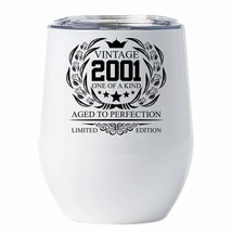 Vintage 2001 Tumbler 21 Years Old 21th Birthday Rose Flower Wine Cup 12oz Gift - £17.76 GBP