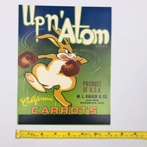 Vintage Up N’ Atom Boxing Rabbit Hare Carrots Vegetable Crate Label CA USA - £9.58 GBP