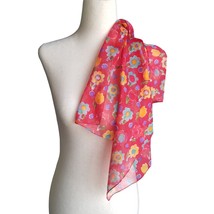 Red Floral Tulip Flowers Floral Scarf Sheer Primary Colors Square 20 x 2... - $9.94