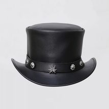 El Dorado | Men&#39;s Leather Top Hat | Marijuana Leaf Hat Band 100% Genuine Leather - £31.65 GBP+