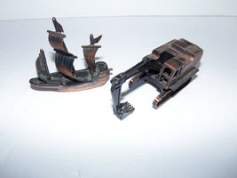 Vintage Miniature Brass Ship and Construction Excavator Pencil Sharpeners MINT - £31.61 GBP