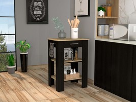 Black &amp; Oak Kitchen Island: Rockaway 1 Drawer, 2 Shelves - £166.22 GBP