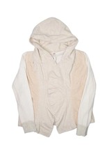 Free People Open Front Hooded Sweatshirt Womens M Beige Lace Detail Swea... - £30.38 GBP