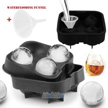 Ice Balls Maker Round Sphere Tray Mold Cube Whiskey Ball Silicone+Water Funnel - £14.38 GBP