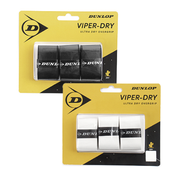 Dunlop Viper Dry Overgrip 3P Badminton Tennis Racket Grip 0.6mm Black Wh... - $17.01