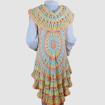 Granny Square Cardigan Hippie Boho Shrug Cocoon Shawl Handmade One Size Pastel - £43.13 GBP