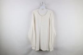 Vtg 90s J Crew Mens 2XL Heavyweight Ribbed Knit Long Sleeve Henley T-Shirt White - £40.66 GBP