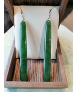 Beautiful New zealand Jade / green stone Long Earrings Drop 78 mm - $115.00