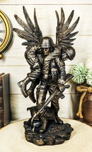 Marine Guardian Angel Military Soldier Carrying A Wounded Brother Statue 13&quot;H - £54.51 GBP