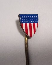 Vintage USA Red White Blue Badge Shield Stickpin Lapel Hat pin diminutive - £3.75 GBP