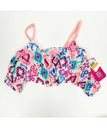 Hula Honey Geometric Flounce Bralette Swimsuit Bikini Top Multicolor Siz... - $184.09 MXN
