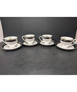 Waterford Fine Bone China Colleen Platinum Trim Tea &amp; Saucers, Set Of 4,... - $135.78 CAD