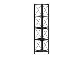 Modern 60&quot;H 4-Tier Corner Bookshelf, Bookcase, Etagere - Black Marble - $2,665.32 MXN