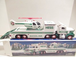 HESS  - 1995 - FLATBED TRUCK W/HELICOPTER -  NEW IN THE BOX - SH - £16.31 GBP