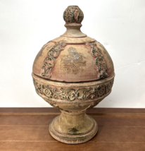 Vintage Philippines 13&quot; Tall Terra Cotta Pedestal Compote Candy Dish Urn... - £47.64 GBP