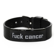 Motivational Metastatic Breast Cancer Black Shark Mesh Bracelet, Fuck Cancer, In - £19.54 GBP