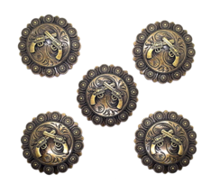 Crossed Six Guns Western Style Concho Conchos 1 3/8&quot; Antigue Brass Five ... - €8,57 EUR